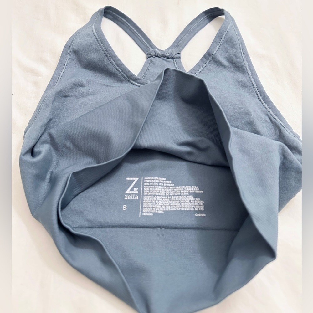Z By Zella Longline Racerback Sports Bra - Teal - S - Picture 2 of 5